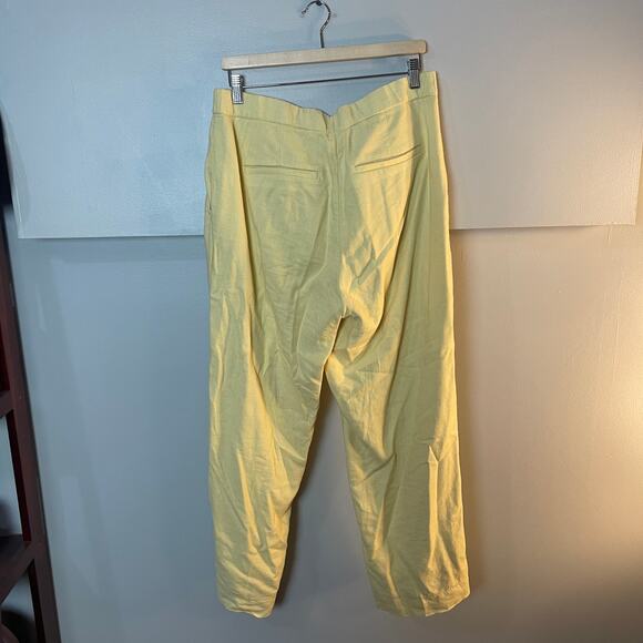 Abercrombie & Fitch SZ 31 US 12 Linen-Blend Tailored Straight Pant Butter Yellow - Picture 7 of 14